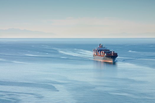 Photo of a cargo ship.