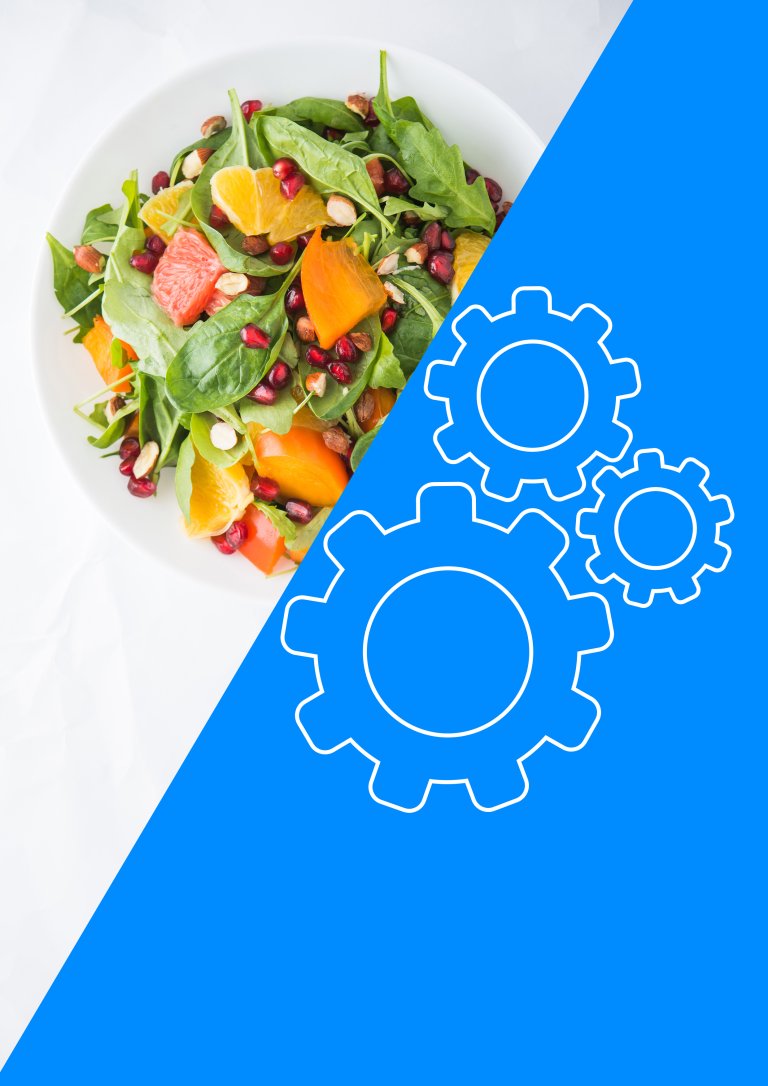 Illustration photo of a salad and a gearwheel.